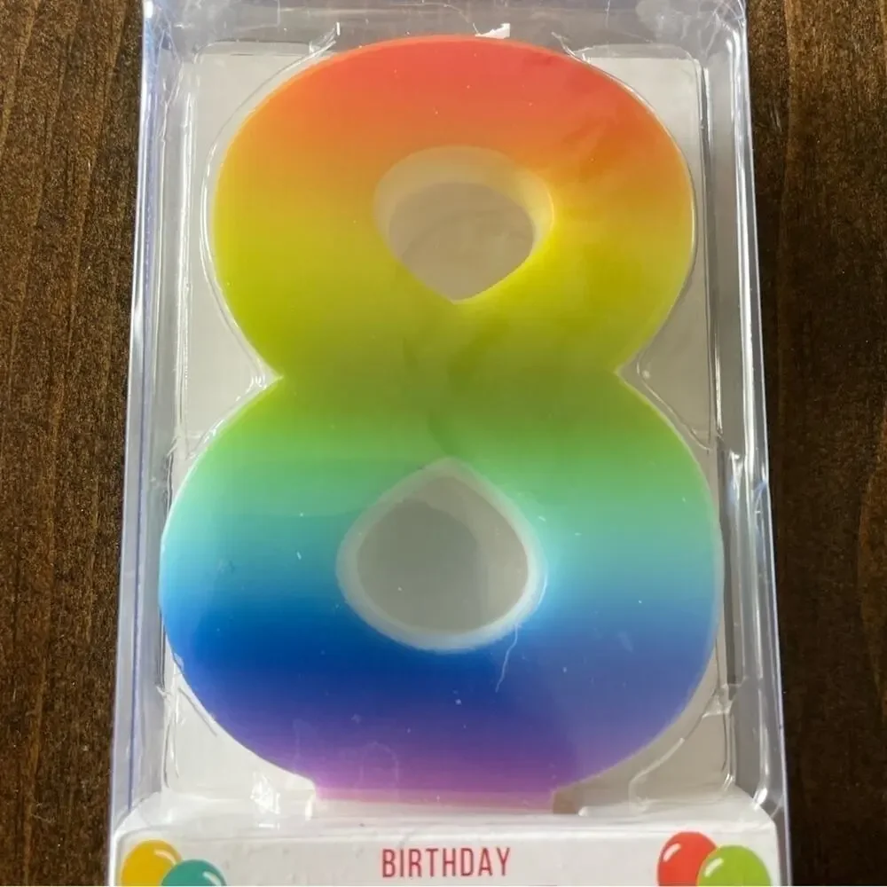 Number 8 Colorful Birthday Party Cake Candle Kids Youth Fun Brand New In Package